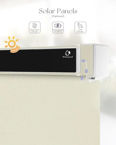 Vista 2 de Graywind Persianas enrollables motorizadas para exterior para patio compatibles con Alexa Google, cortinas solares inteligentes para exteriores