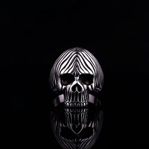 Vista 3 de Sterling Silver Skull Ring, Realistic Skull Ring, Polished Skull for Men, Cool Biker Ring, Best Gift for Boyfriend