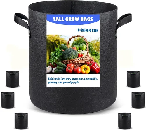 Vista 10 de Paquete de 5 bolsas de cultivo de 3 galones, macetas de cultivo de plantas de tela no tejida de alta resistencia para verduras Heavy Duty