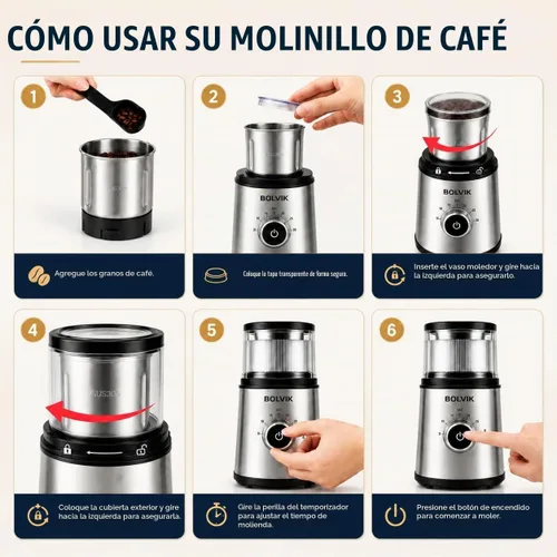 Vista 6 de Hierbas eléctricas de las especias del molinillo de grano de café, perilla