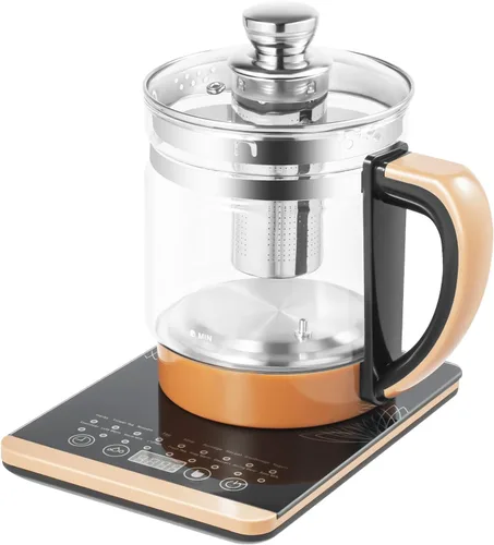 Vista 10 de Tetera eléctrica, hervidor de agua caliente de vidrio con control de temperatura e infusor, hervidor eléctrico de 800 W para agua hirviendo, tetera
