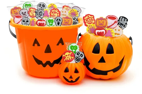 Vista 3 de Fruidles 20 unidades de paletas de tatuajes de Halloween, paquete variado, rellenos de bolsas de fiesta, envueltos individualmente