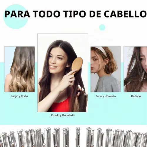 Vista 6 de Cepillo de pelo Combetter de bambú, para alisar el cabello y masajear el cuero cabelludo, cepillo desenredante antiestático, cepillo de madera