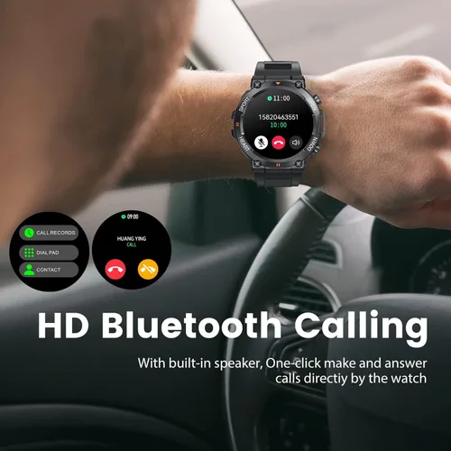 Vista 2 de Relojes inteligentes con pantalla IPS de 1.39 pulgadas para hombres, resistente y táctico, rastreador de actividad física con llamada