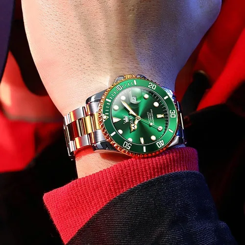 Vista 7 de OLEVS Relojes mecánicos automáticos para hombre cuerda automática de acero inoxidable de lujo sin batería