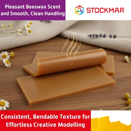 Vista 2 de Stockmar Hojas de cera de abejas para modelar – 3 hojas de color natural para escultura creativa, trabajo manual, diseños artísticos y modelado
