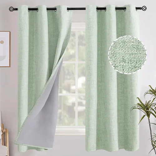 Vista 106 de YoungsTex - Cortinas opacas de lino para dormitorio, oscurecimiento de la habitación, cortinas con textura de lino, paneles con aislamiento térmico