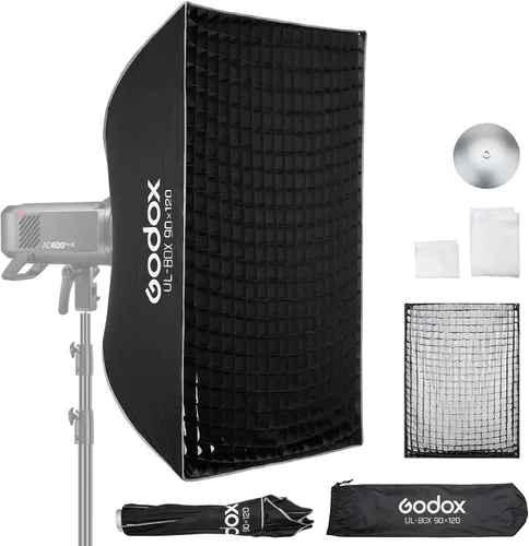 Vista 9 de Godox Mini Softbox 30cm*45cm/ 11.8in*17.7in with Grid Bowens Mount Softbox Caja de luz compacta de iluminación de fotografía de ajuste rápido