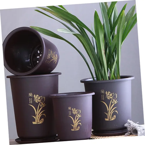 Vista 9 de 3 Sets Orchid Planter Pots with Tray, Plastic Planters for Home Decor