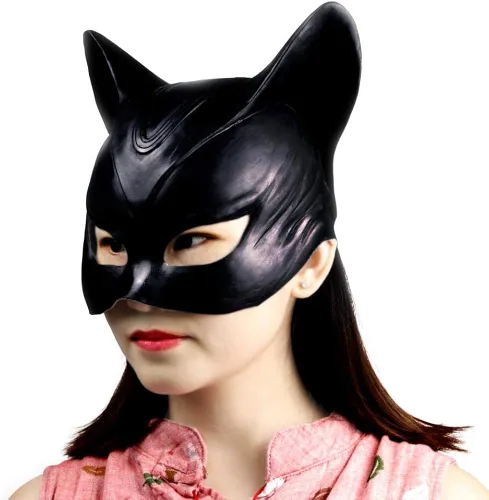 Vista 7 de Waylike Máscara de gato de látex para mujer, máscara novedosa de Halloween, máscaras de fiesta para bailes de máscaras, fiestas, festivales