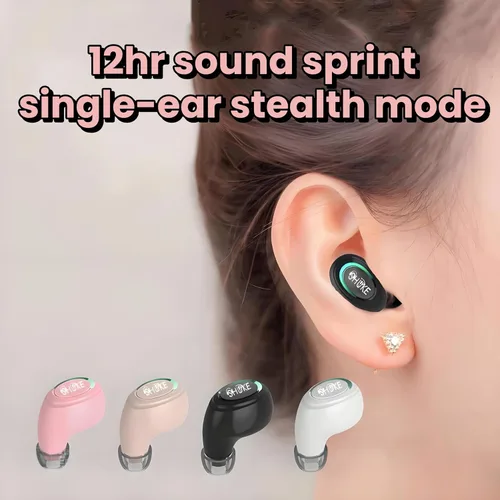 Vista 2 de Auricular Bluetooth inalámbrico único con micrófono, auriculares intrauditivos ligeros para Android, iOS y portátil, ideal para oficina, conducción