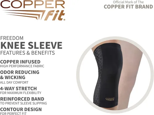 Vista 2 de Manga de Compresión para Rodilla Copper Fit Freedom