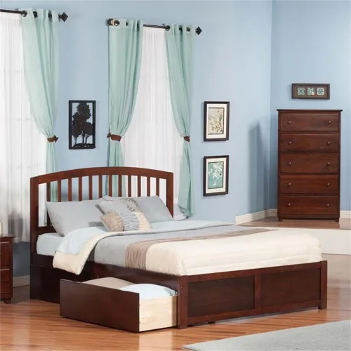 Vista 2 de Cama con plataforma de almacenamiento Urban King en nogal