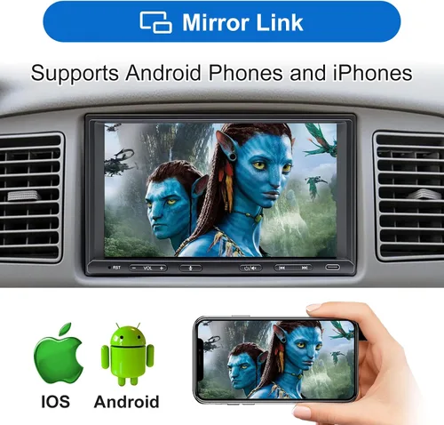 Vista 5 de Radio Estéreo de Coche Doble DIN, CarPlay Inalámbrico Android Auto Inalámbrico, Receptor de Audio de Coche con Pantalla Táctil de 7 Pulgadas