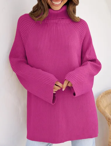 Vista 7 de ZESICA Women's 2024 Winter Sweaters Oversized Turtleneck Long Sleeve Chunky Knitted Pullover Sweater Jumper Tops
