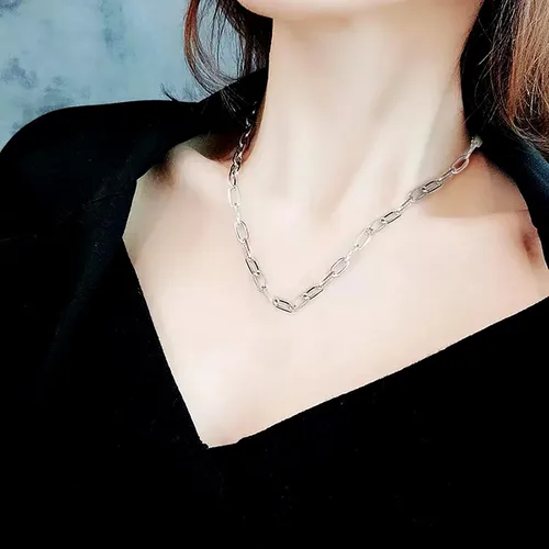 Vista 8 de MJartoria Collar de pentagrama de luna, collar de chakra de cristal, colgante, con dije, cadena de aleación multicapa, conjunto de gargantilla