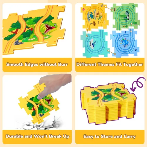 Vista 7 de YOOYID Puzzle Racer - Juego de pistas de coche para niños, juguetes para niños de 3 a 5, juguetes para niños de 3, 4, 5, 6 años, juguetes