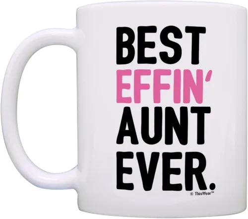 Vista 4 de Regalos para tía para mujer, regalo divertido para tía de la mejor tía Effin, regalo para tía, regalo para tía, taza de café, taza de café