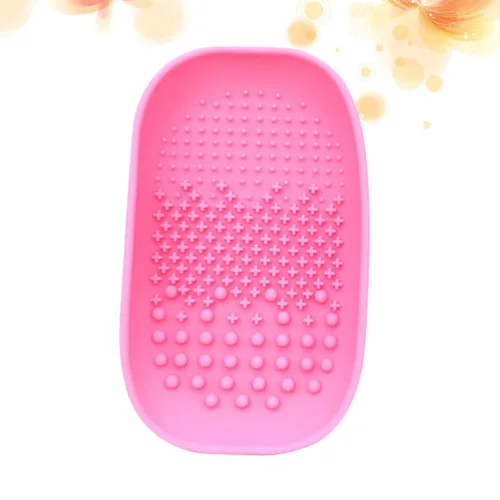 Vista 8 de Luxshiny Alfombrilla de limpieza de brochas de maquillaje de silicona, limpiador de brochas de maquillaje reutilizable con correa trasera