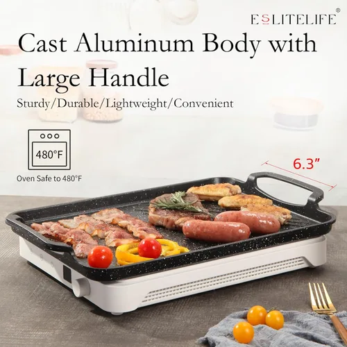 Vista 6 de ESLITE LIFE Sartén antiadherente de 11 x 17 pulgadas para cocinar en interiores y exteriores, versátil sartén grande de inducción 2 en 1