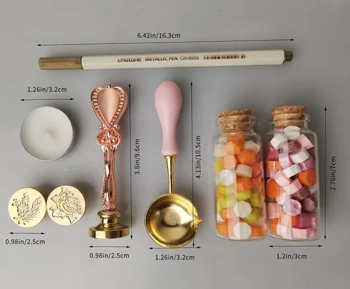 Vista 2 de Juego de 3 sellos de cera personalizados, estilo europeo, vintage, juego de sellos de cera para invitaciones de boda, paquetes de vino, sobres