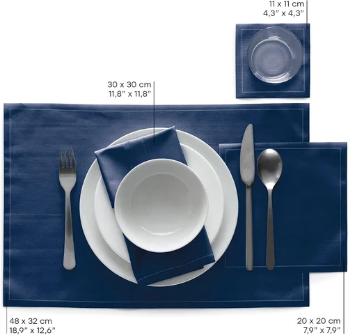 Vista 6 de Servilleta de Cóctel de Algodón - 4.5 x 4.5 in - 50 unidades por rollo - Azul Petróleo