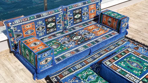 Vista 4 de arabicsofa Cojín de suelo árabe con almohadas de espuma y respaldo - Juego de dos plazas Majlis