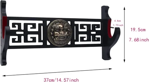 Vista 2 de Soporte para espada Katana - Soporte de pared acolchado de terciopelo Kirin de 1 nivel, soporte de Katana Samurái, soporte de exhibición de espada