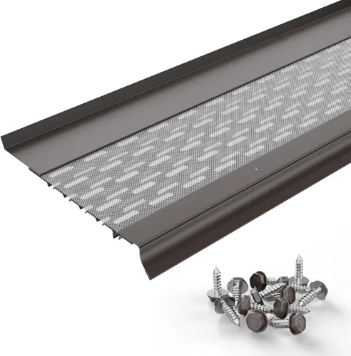 Vista 32 de Micromesh 5 pulgadas Gutter Guards Leaf Protection, 1 Pies Paquete de muestra Bronce oscuro, Malla de acero inoxidable, Cubiertas de canalón