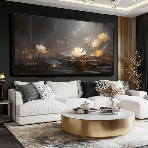 Vista 8 de Arte de pared con árboles para sala de estar; grandes pinturas artísticas en lienzo para dormitorio; cuadros en blanco y negro enmarcados
