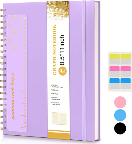 Vista 42 de Cuaderno de espiral de 8.5 x 11 pulgadas, cuadernos grandes A4 para mujeres y hombres, diario rayado universitario, papel de 3.53 oz/m², diarios