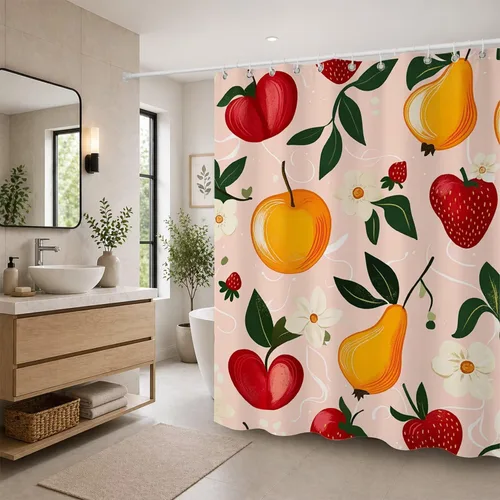 Vista 10 de Pink Shower Curtain, Water Repellent Polyester Bathroom Curtains with Weighted Hem & 12 Hooks, Washable Quick-Drying Shower Curtain Set for Bathroom