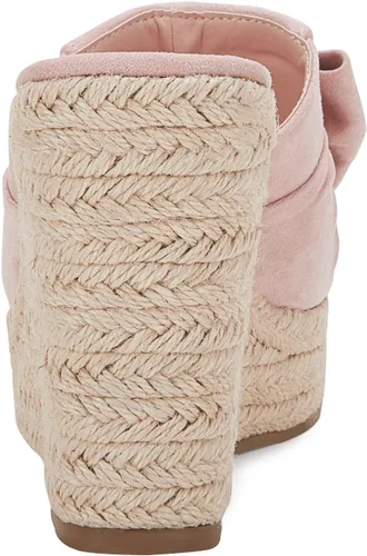 Vista 5 de PiePieBuy Alpargatas de plataforma para mujer, sandalias de cuña con lazo y puntera abierta