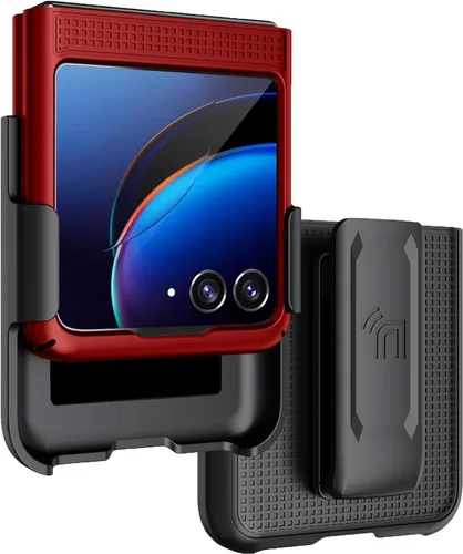 Vista 11 de Combo de funda para Motorola RAZR Plus 2023 Funda de teléfono con clip para cinturón - Negro