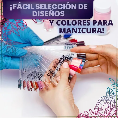 Vista 6 de 100 barras de muestra de uñas para esmalte de gel, acrílico, 2 anillos de metal 100 barras de esmalte de uñas acrílico transparente