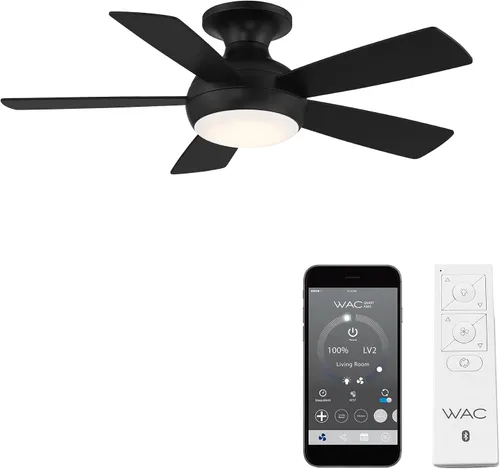 Vista 12 de WAC Lighting F-034L-BN Odyssey - Ventilador de techo Hugger de 44 pulgadas con luces LED y control remoto, níquel cepillado
