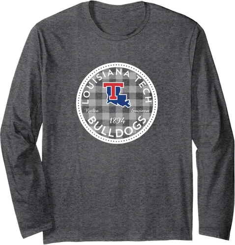 Vista 4 de Louisiana Tech Bulldogs Plaid Badge Long Sleeve T-Shirt Negro
