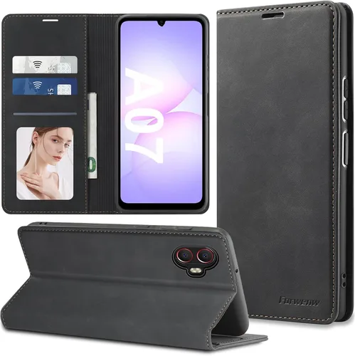 Vista 27 de Funda de piel con tapa para Samsung Galaxy Z Flip 3, con protección de bisagra, delgada y magnética tipo cartera [1 tarjetero], funda protectora a