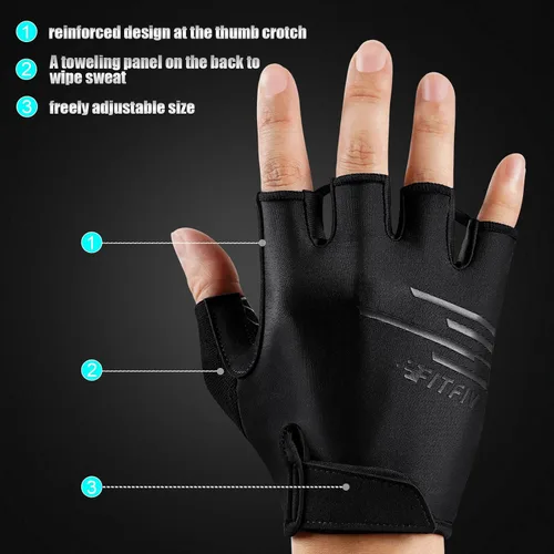 Vista 4 de Guantes de ciclismo para hombres y mujeres, guantes de ciclismo de medio dedo, guantes de entrenamiento adecuados para deportes al aire libre