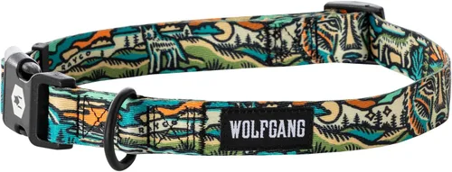 Vista 13 de Wolfgang - Collar de perro resistente y ajustable con hebilla de nailon de liberación rápida para caminar y entrenar, estampado BrookTrout, talla S