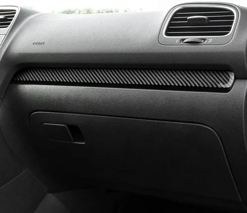 Vista 5 de AIRSPEED 2 calcomanías para panel de consola central de automóvil, tira de salpicadero, ajuste interior para Volkswagen VW Golf 6 GTI MK6 2008-2013