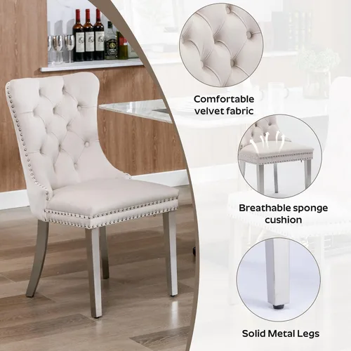 Vista 5 de Juego de mesa de comedor de 5 piezas con 4 sillas, mesa de comedor rectangular de madera de 71 pulgadas con sillas de comedor de terciopelo, tablero