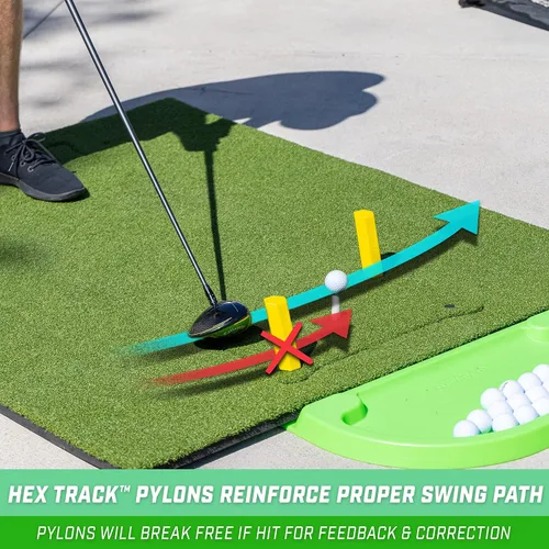 Vista 5 de GoSports Tapete de práctica de golf de 5 pies x 4 pies PRO, incluye 5 inserciones intercambiables para la instrucción definitiva en casa