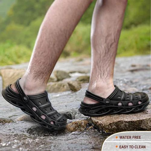Vista 7 de KEMISANT Zuecos para hombre, unisex, sin cordones, para jardín, zapatos limpiadores, zapatos de trabajo en casa, acolchados, de apoyo