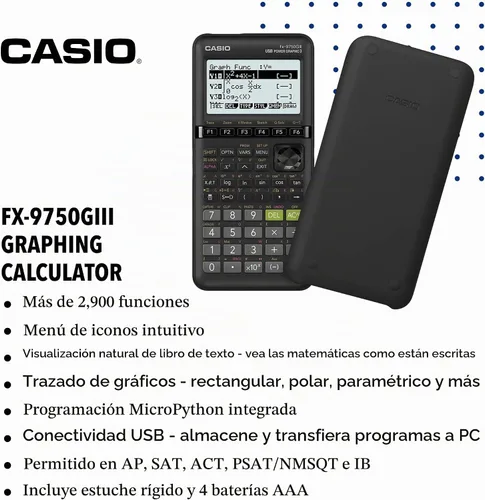 Vista 3 de Casio fx-9750GIII Calculadora Gráfica Pantalla Natural de Libro de Texto Programación Python Ideal para Exámenes, STEM y Matemáticas Avanzadas