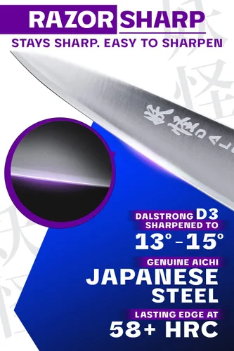 Vista 2 de Cuchillo de Chef Dalstrong - 8 pulgadas - Serie Phantom - Cuchillo de Cocina de Acero Japonés AUS8 de Alto Carbono - Mango G10 Blanco - Cuchillo
