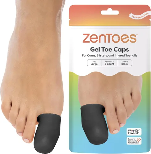 Vista 10 de ZenToes Paquete de 6 protectores de gel para los dedos de los pies, amortigua y protege para proporcionar alivio de uñas perdidas o encarnadas, Beige