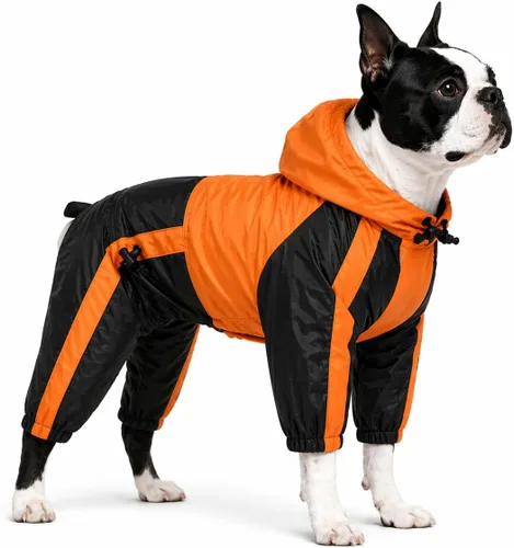 Vista 21 de Ropa para mascotas, abrigo impermeable de nailon para mascotas, chaqueta de lluvia adorable con capucha perfecta para razas de perros pequeños, Verde