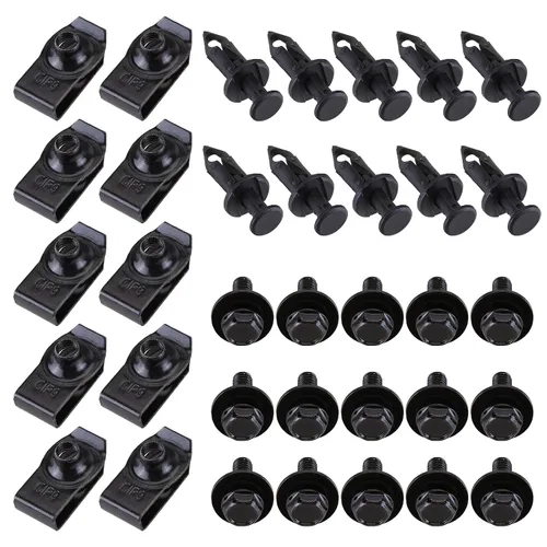 Vista 3 de 35 pernos para el cuerpo y clips de tuerca en U, 35 piezas de parachoques para parachoques de parachoques, clips de retención de automóvil