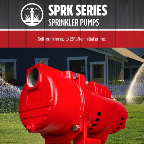 Vista 6 de Red Lion RL-SPRK-200-BR, 230 voltios, 2 HP, 77 GPH, bomba de aspersión/riego con impulsor de latón, roja, 97102002